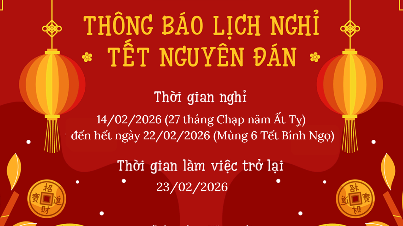 📢 THÔNG BÁO LỊCH NGHỈ TẾT NGUYÊN ĐÁN 2026